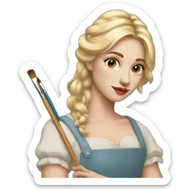 Painting blonde gorl with palette sticker