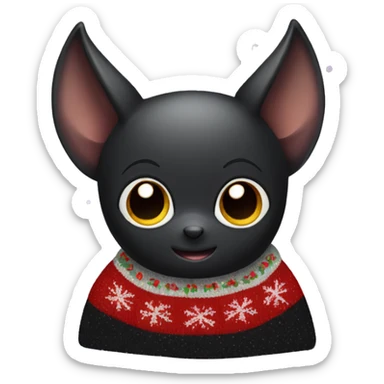 Cute black bat wearing a Christmas sweater sticker