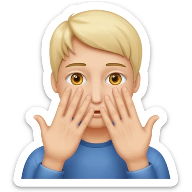 Covering the face with hands and peeping through your finger sticker