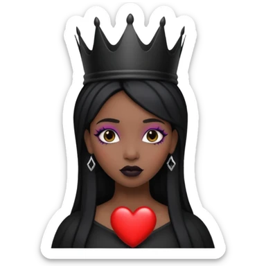 goth heart with a dark crown black woman  sticker