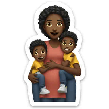 black girl with two sons sticker