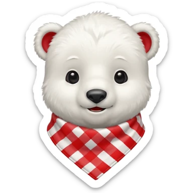 baby polar bear wearing a red and white checkered Neckerchief sticker