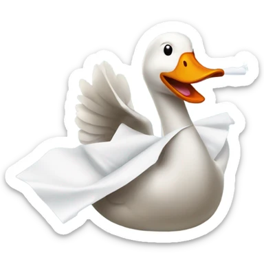 A goose sneezing into a tissue  sticker