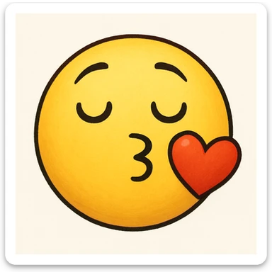 yellow emoji with a face blowing a kiss sticker