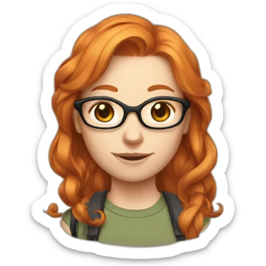 Gamergirl Ginger Hair glasses sticker