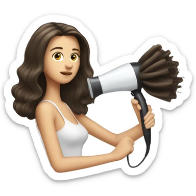 Brunette girl blow drying hair sticker