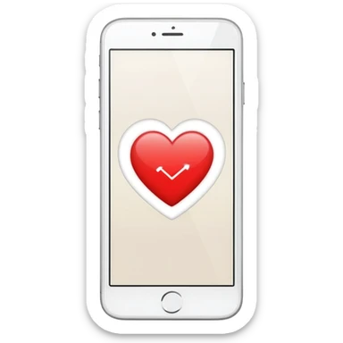 smartphone screen with a heart and text lines sticker