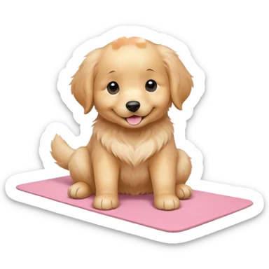 Funny Golden retriever puppy on light pink yoga mat sticker