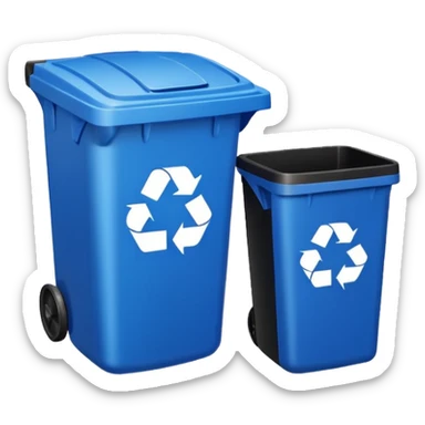 recycling bin next to a trash can sticker