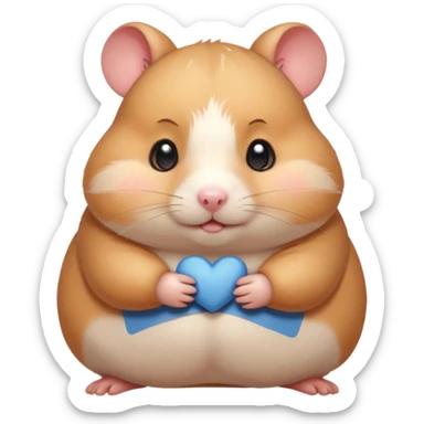 Cute chubby cartoon-style hamster blushing heavily, shy expression, as if looking at crush. Painterly shading, white background, sticker-style illustration sticker
