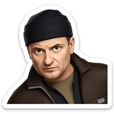 boy with hat and scar sticker