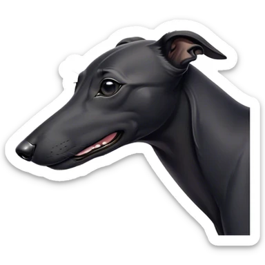 Meme-Worthy Cute Sleeping Black Greyhound Portrait Emoji, Head resting peacefully with a contented smile, showcasing a delightfully slender build and a luxuriously smooth black Fur, eyes shut in a serene nap, Simplified yet hilariously adorable features, highly detailed, glowing with a soft, drowsy light, high shine, relaxed and utterly lovable, stylized with an air of playful laziness, bright and heartwarming, soft glowing outline, capturing the essence of a comically sleepy racer, so meme-worthy it feels like it could instantly become the next viral sensation of adorable slumber! sticker