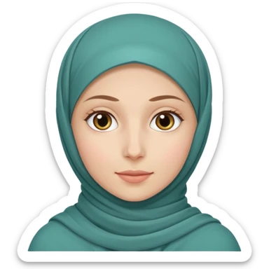 Make a girl with a hijab duolingo styles and make her white and only her face appear and looking forward not left or right sticker