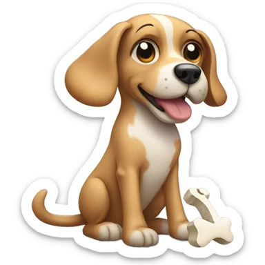 A dog with a bone  sticker