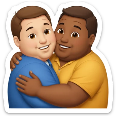 Obese brown man kissing man sticker