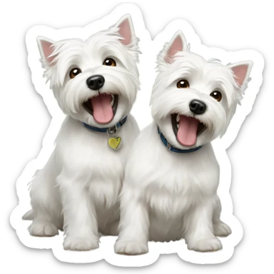 3 happy westie dogs sticker