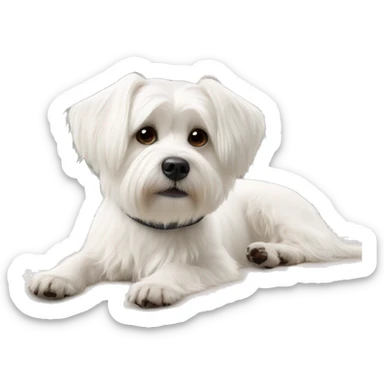 White dog Maltese on Cozy indoor with roses sticker