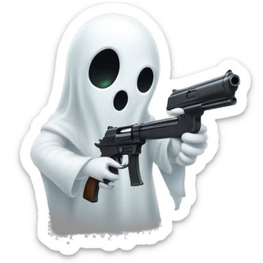 Ghost holding a gun sticker