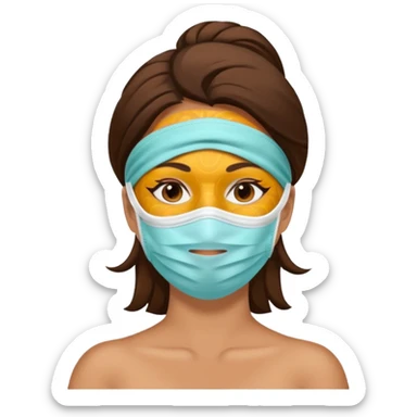 Lady with face mask spa beauty full face relaxing sticker