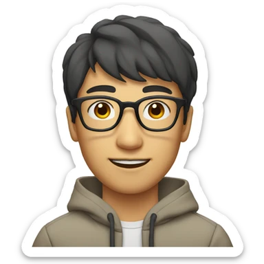 A young guy with glasses of Asian appearance sticker
