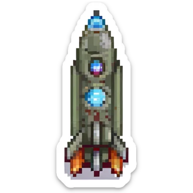 military rocket pixel art style sticker