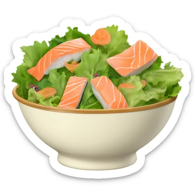 cute vintage floral style bowl filled with salmon and salad sticker