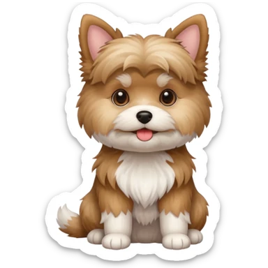 Morkie dog sitting, cute expression sticker