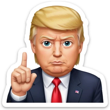 Donald Trump shows one finger photorealistic hyperrealistic sticker