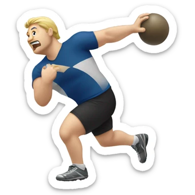 Big  white guy throwing a shotput sticker