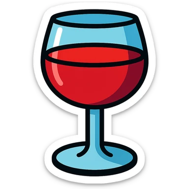 a glass of red wine, vibrant toon style sticker