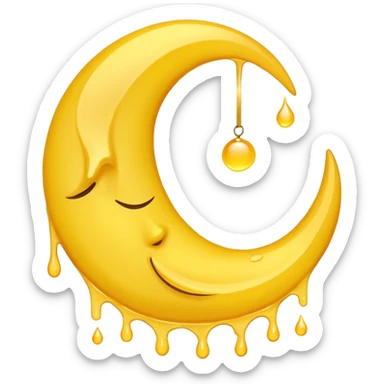 Mealting waning crescent moon make it without face and in yellow coliur sticker