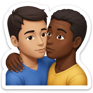 Naked adult male darki hair kissing black adult male, full view on top of each other  sticker
