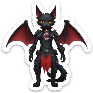 cool edgy black punk red ethereal fantasy nargacuga-bat-cat-Fakemon collar harness full body sticker