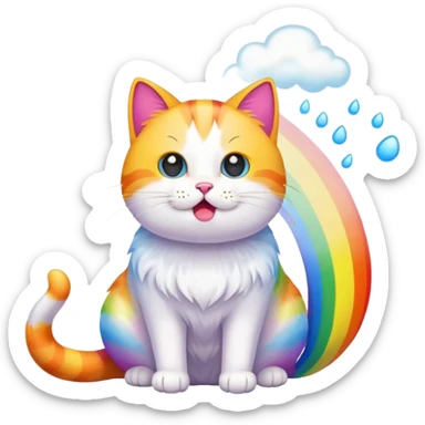 Cat farting a rainbow out sticker