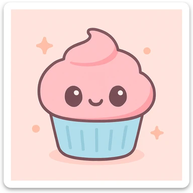 cupcake with pink icing, vibrant and cute sticker