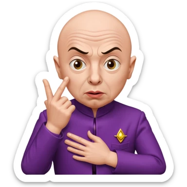 Dr. evil from Austin Powers with finger to mouth sticker