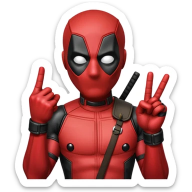 Deadpool with middle finger sticker