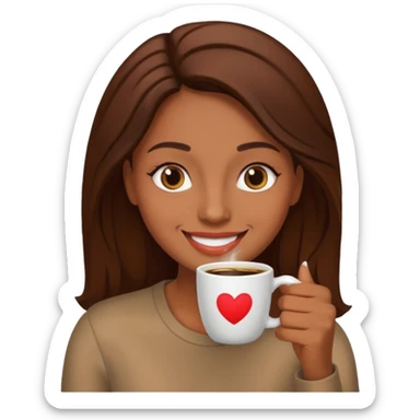 Mulher morena tomando café  sticker