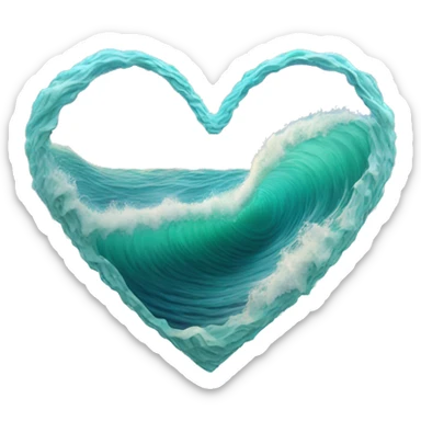 sea wave in 3d heart sticker