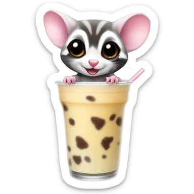 sugar glider drinking boba tea sticker
