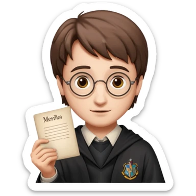 Harran Potter olsun elinde kağıt olsun kağıtta merhaba begüm yazsın sticker