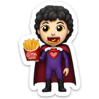 Cute vampire eating fries sticker