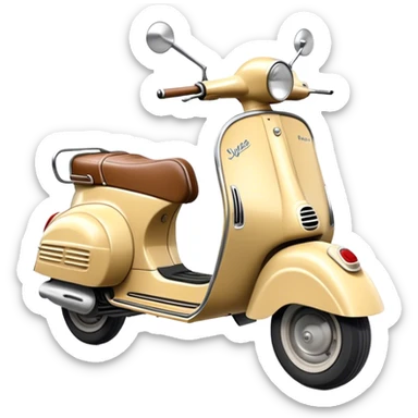 Cinematic Realistic Vespa Pop Culture Emoji, depicted as a sleek vintage scooter symbolizing Italian style rendered with dynamic detail and retro lighting. sticker