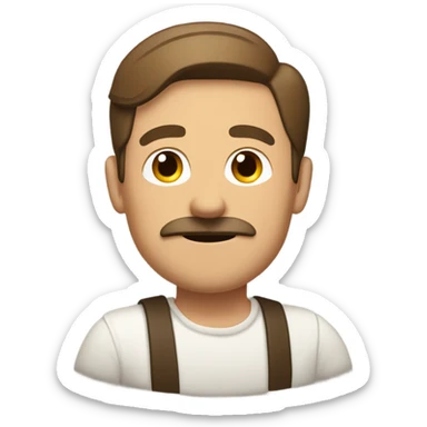 German with little mustache flat brown side part and hand in the air sticker