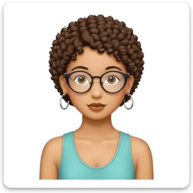 a lightskin mixed girl with hoop earrings and curly hair with glasses and an arabic girl with pixiee cut sticker