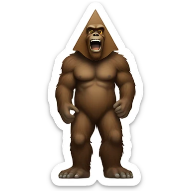 bigfoot straddling a pyramid sticker
