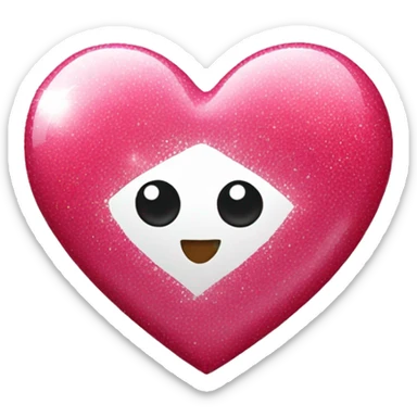 Red-pink heart with huge White glitters sticker