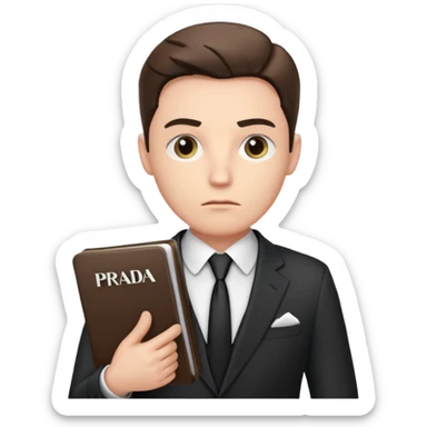 Boss holding the word prada sticker
