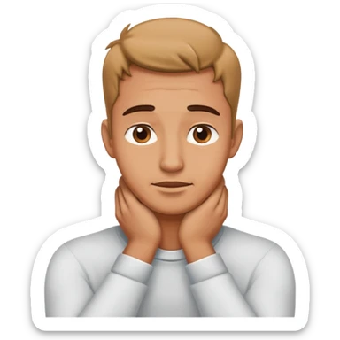 Man  squeezing his hands around his neck sticker