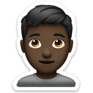 Boy with lifted eyes wearing black sticker